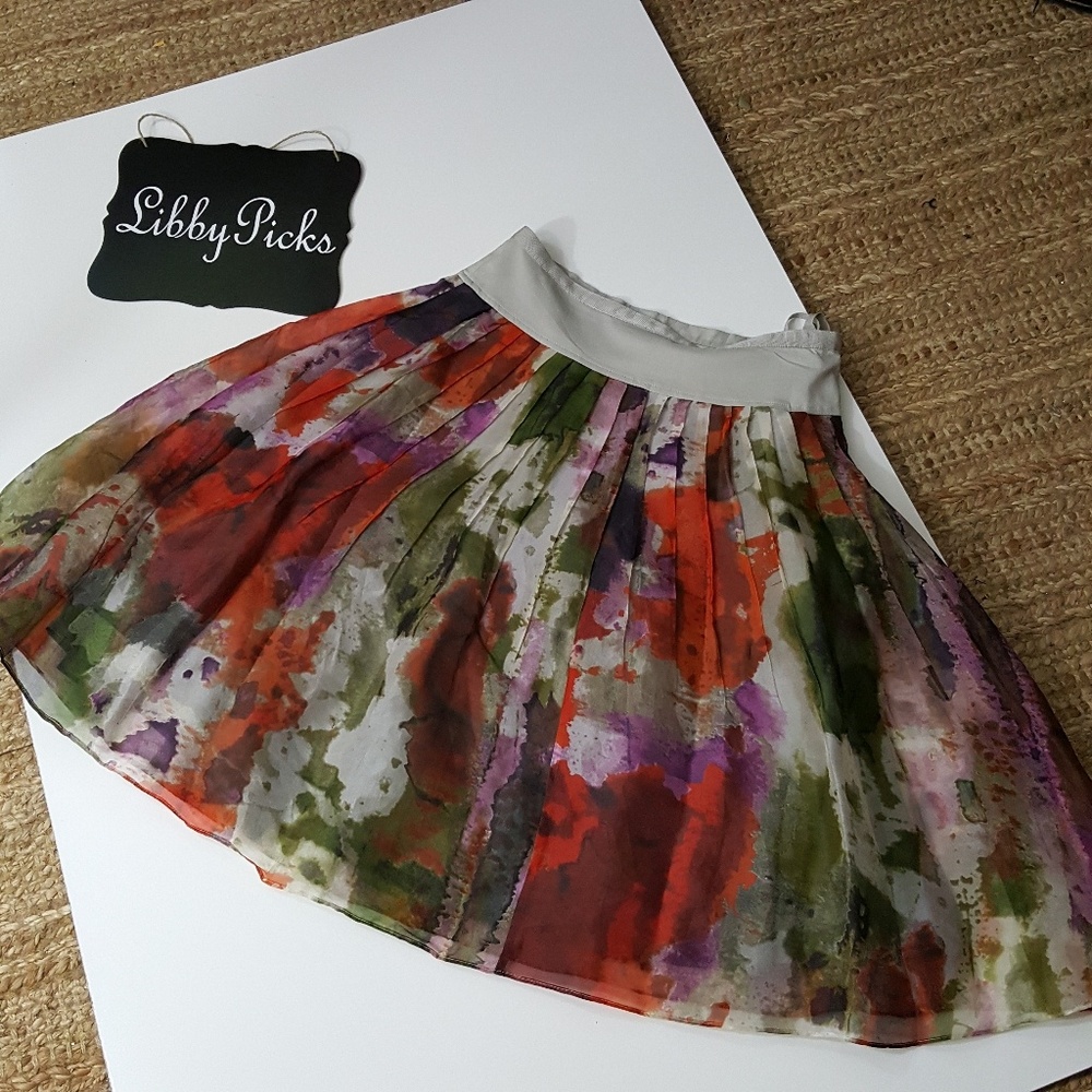 Anthropologie edme & esyllte watercolor silk skirt